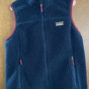 L.L. Bean Navy Sherpa Vest, Women's Large